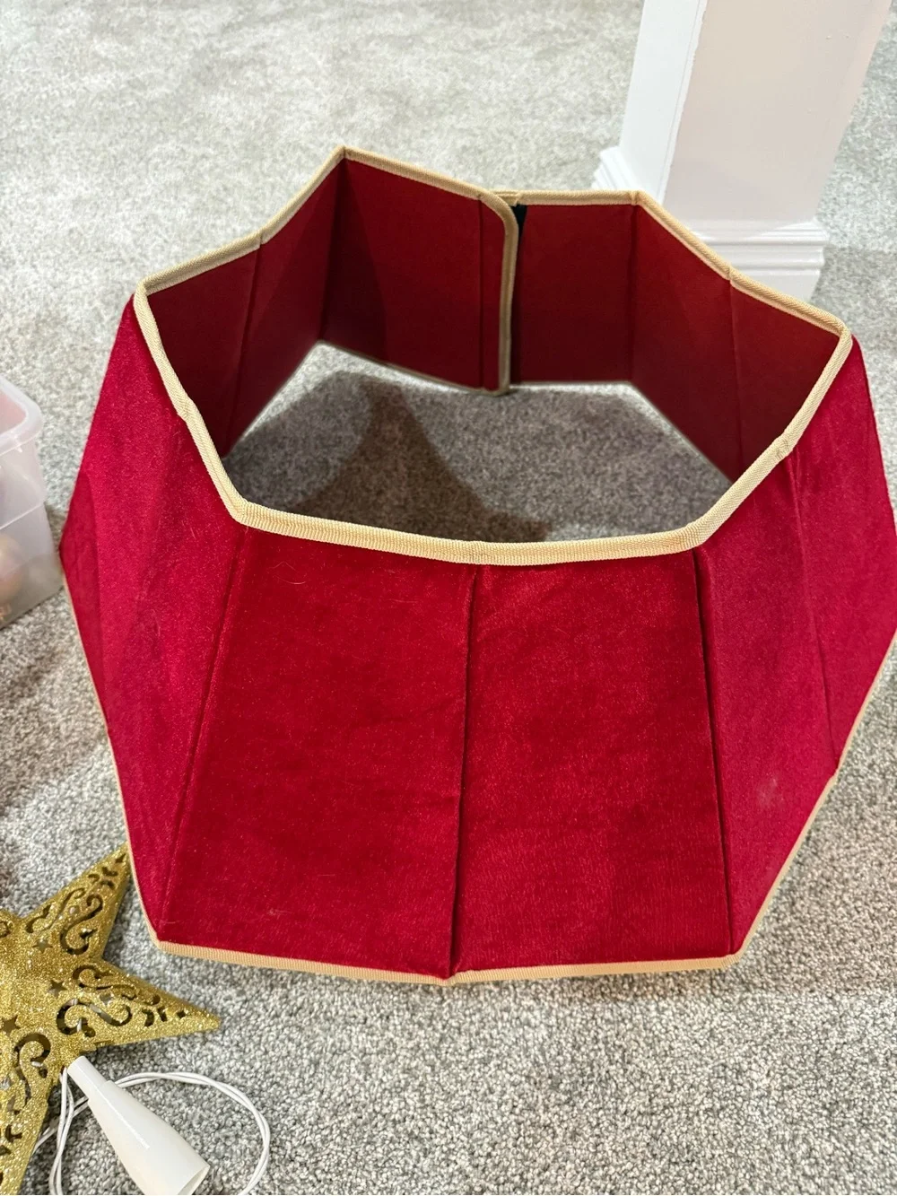 Unbranded Red Velvet Tree Collar with Matching Red & Gold Ornaments